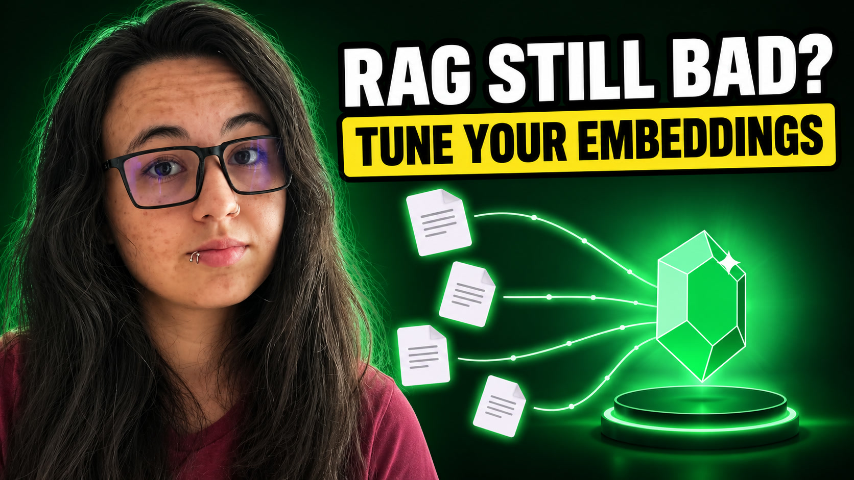 Dayanne beside documents streaming into the ReOpenly gem: "RAG still bad? Tune your embeddings"